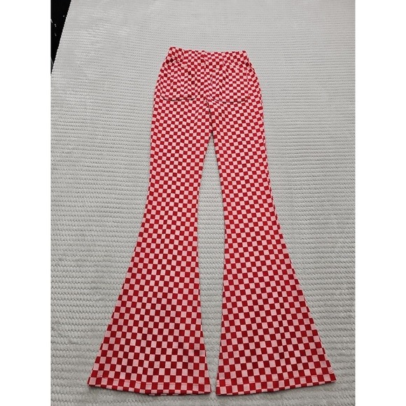 SO Bellbottom Pants Womens XS High Rise Flare Checkered Print - Picture 7 of 8